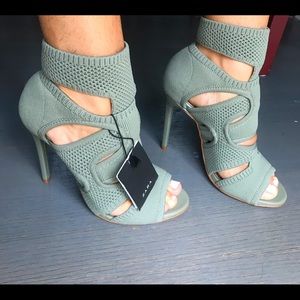 Zara green stretchy heels